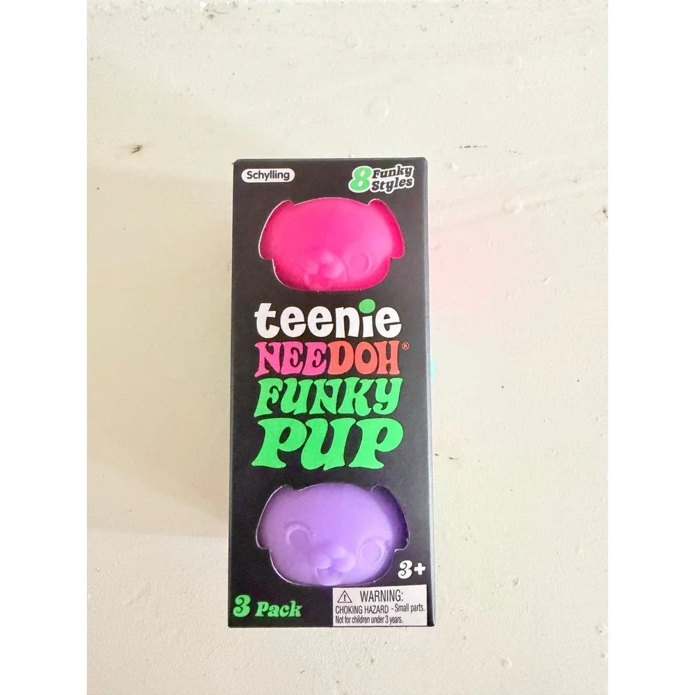 Schylling Teenie NeeDoh Funky Pup 3 Pack Squishy Sensory Fidget Toy Neon 26068HY